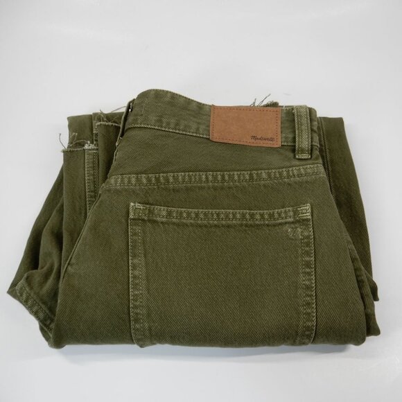 Madewell Darted Barrel Leg JEANS Size 25 Kale Green Denim Raw Hem NEW $148 - Picture 13 of 13